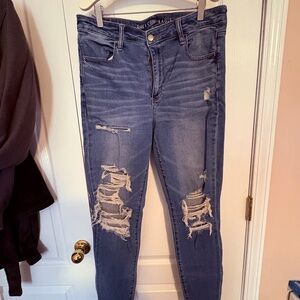 American Eagle Outfitters Women's Ripped Blue Skinny Jeans